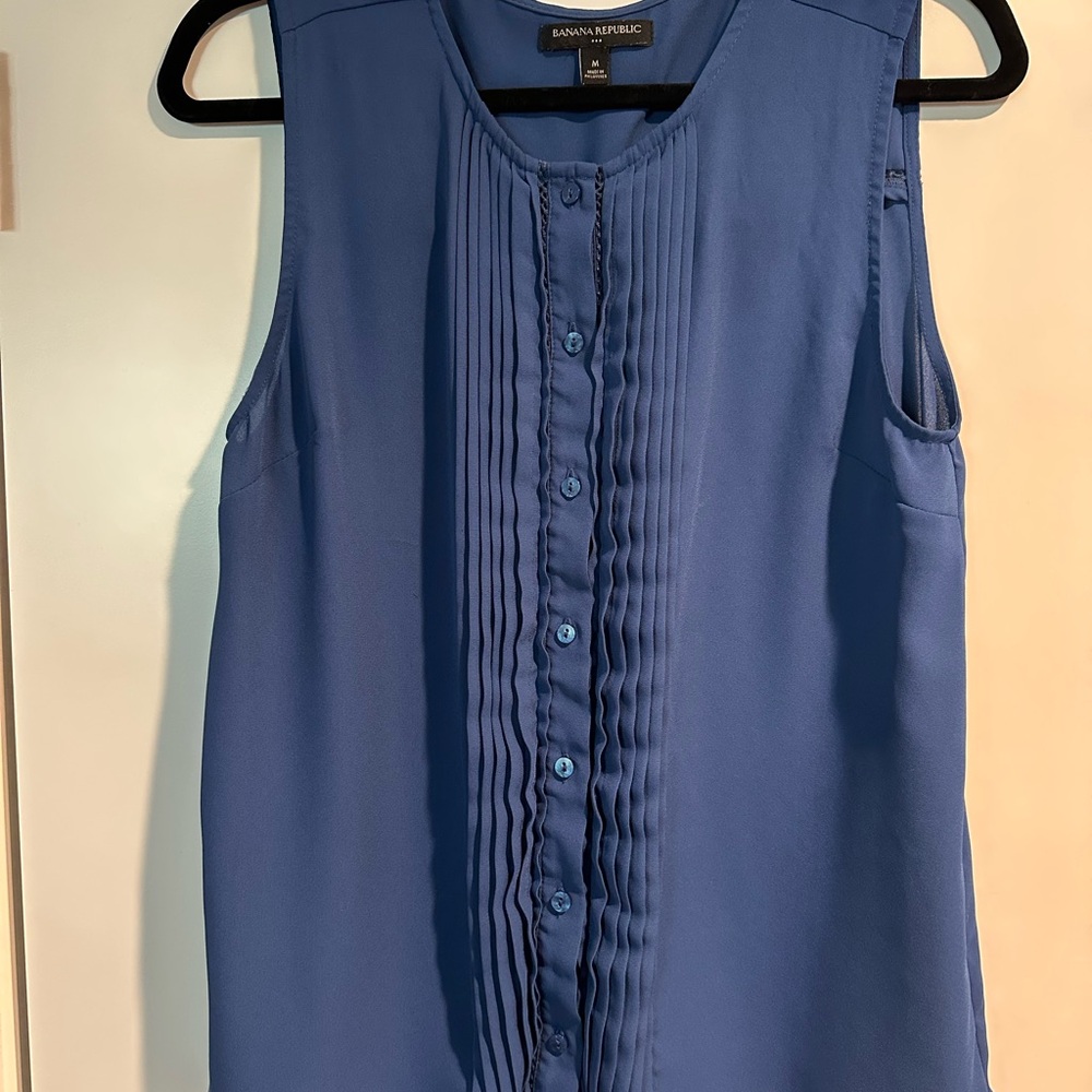 Banana Republic Pleated Blue Blouse